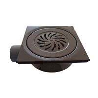 Black shower trap drain horizontal with grid 150/150 mm